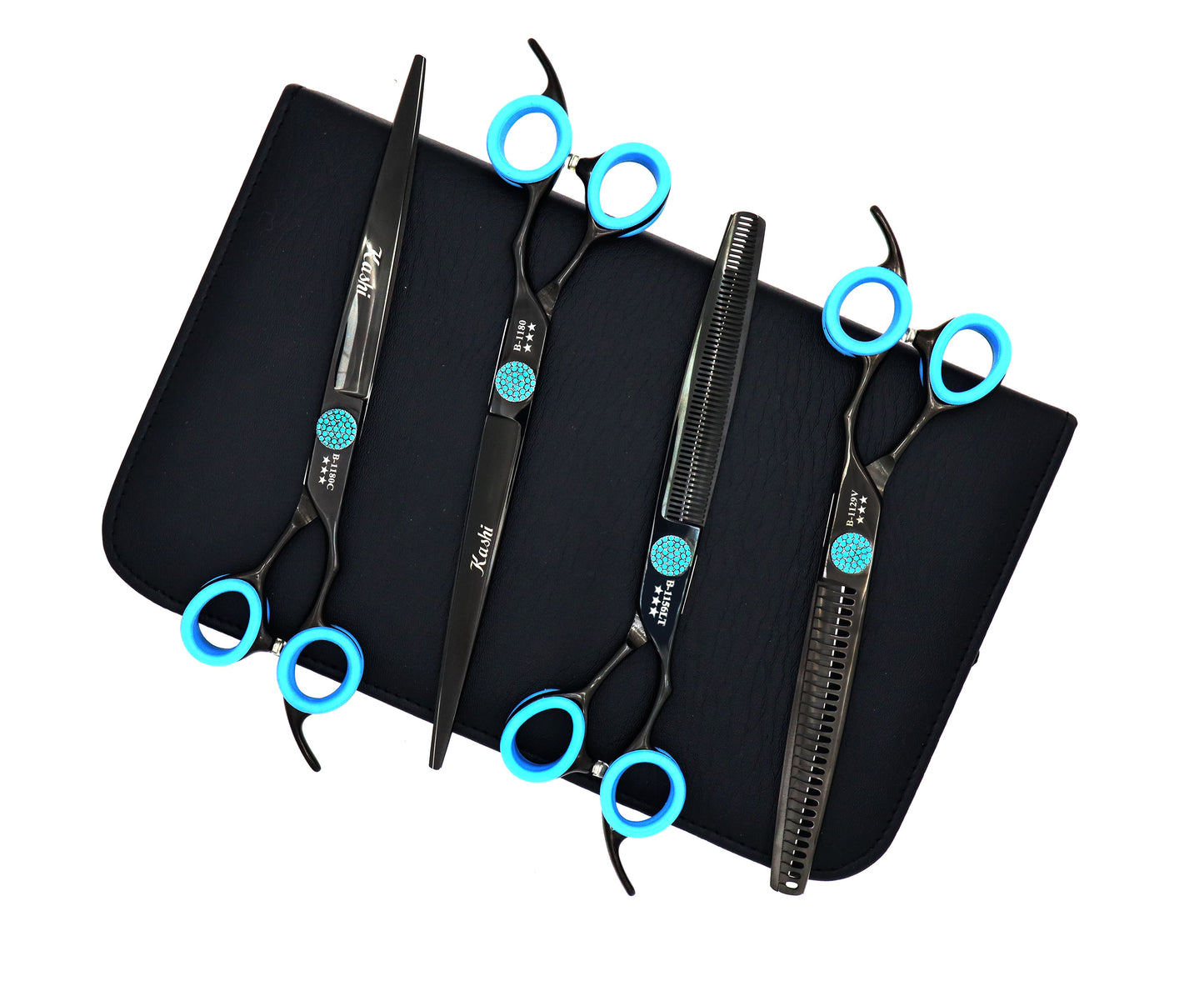 8" BLACK TITANIUM COATED DOG GROOMING SHEARS SET JAPANESE 440B STEEL