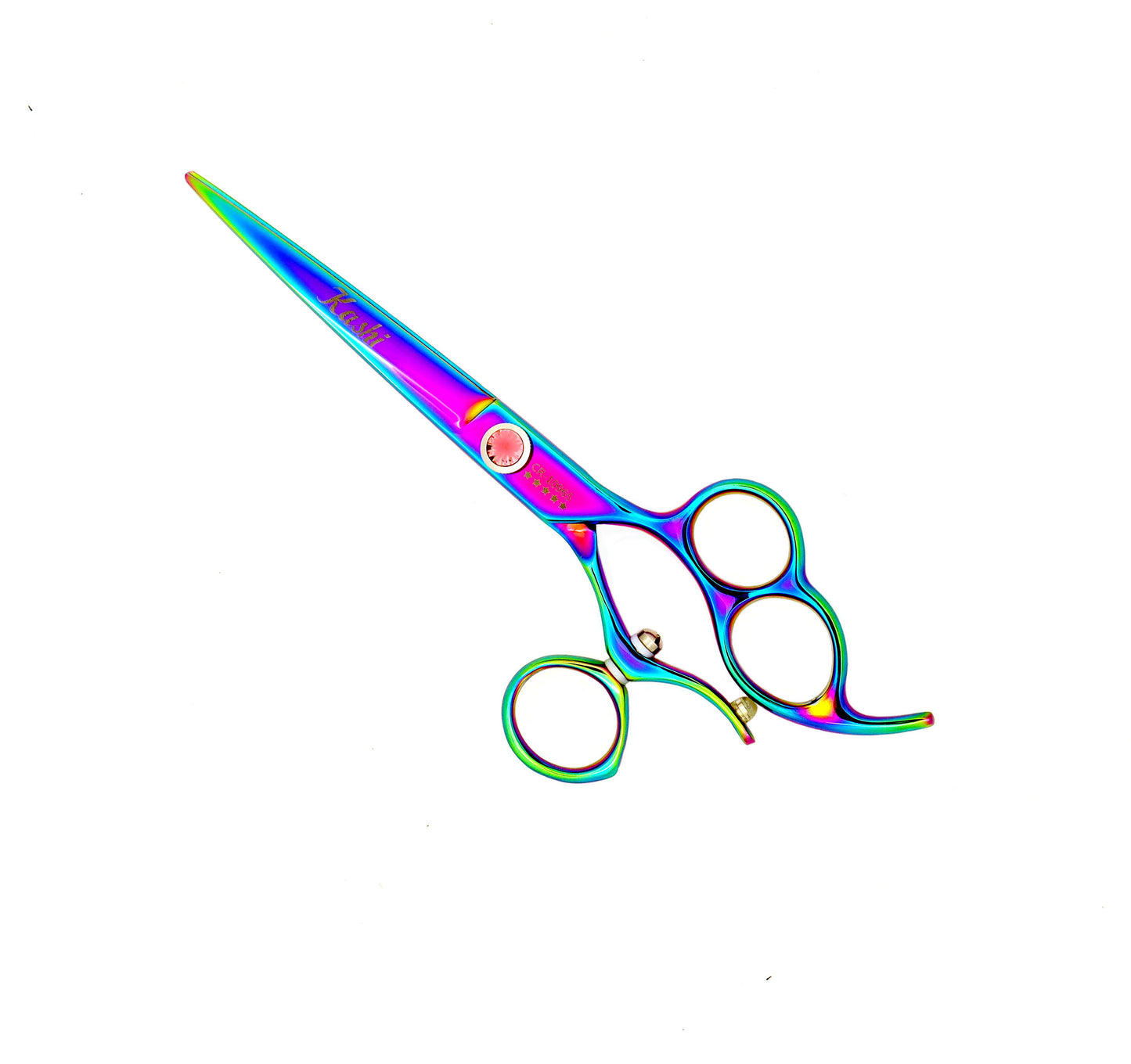 SPINNER 3 RING ROTATING THUMB CUTTING SHEARS RAINBOW TITANIUM COATED