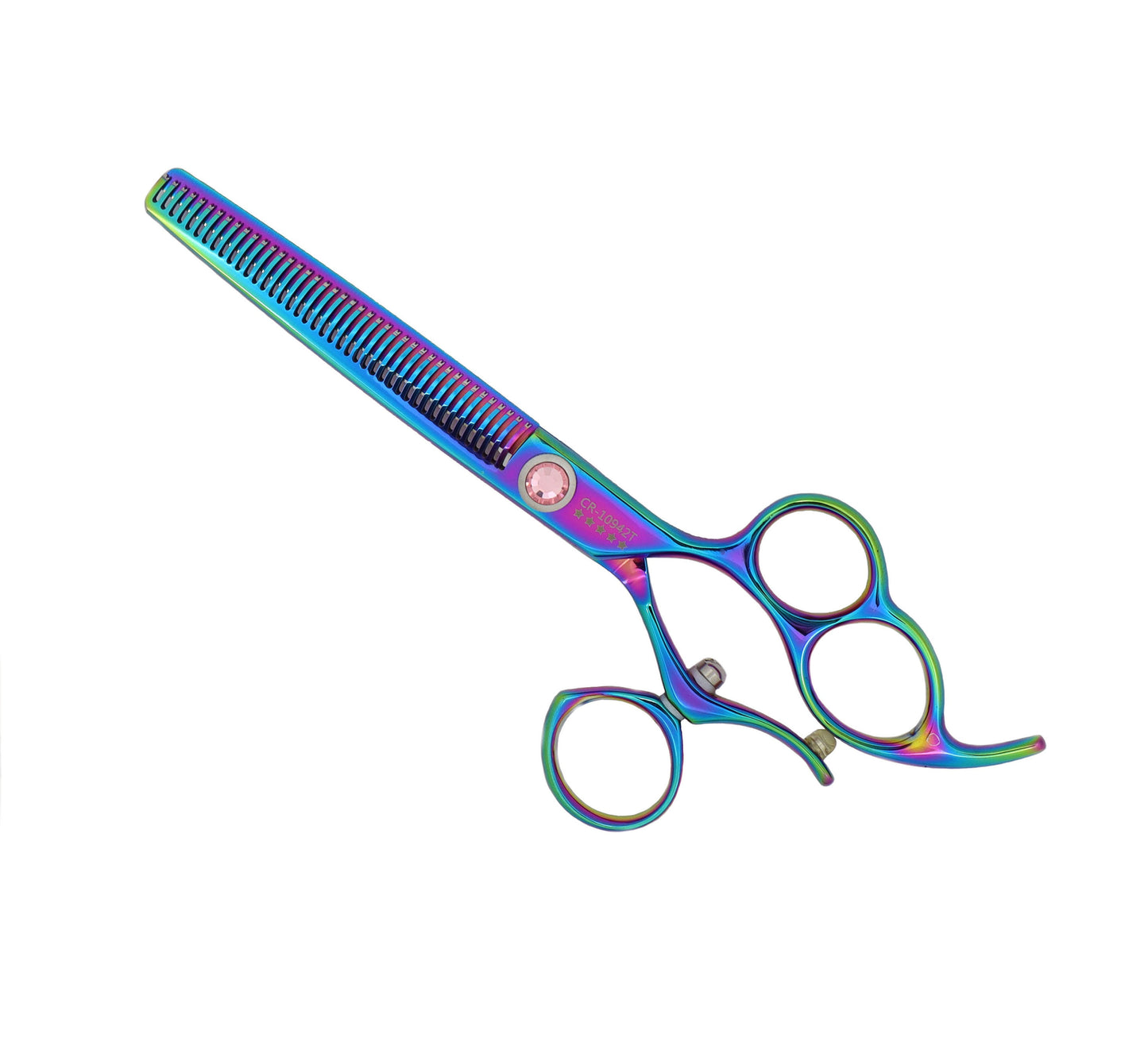 SPINNER 3 RING ROTATING THUMB CUTTING SHEARS RAINBOW TITANIUM COATED