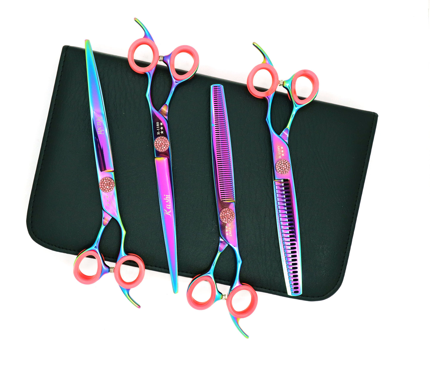 8" RAINBOW TITANIUM COATED DOG GROOMING SHEARS SET JAPANESE 440B STEEL