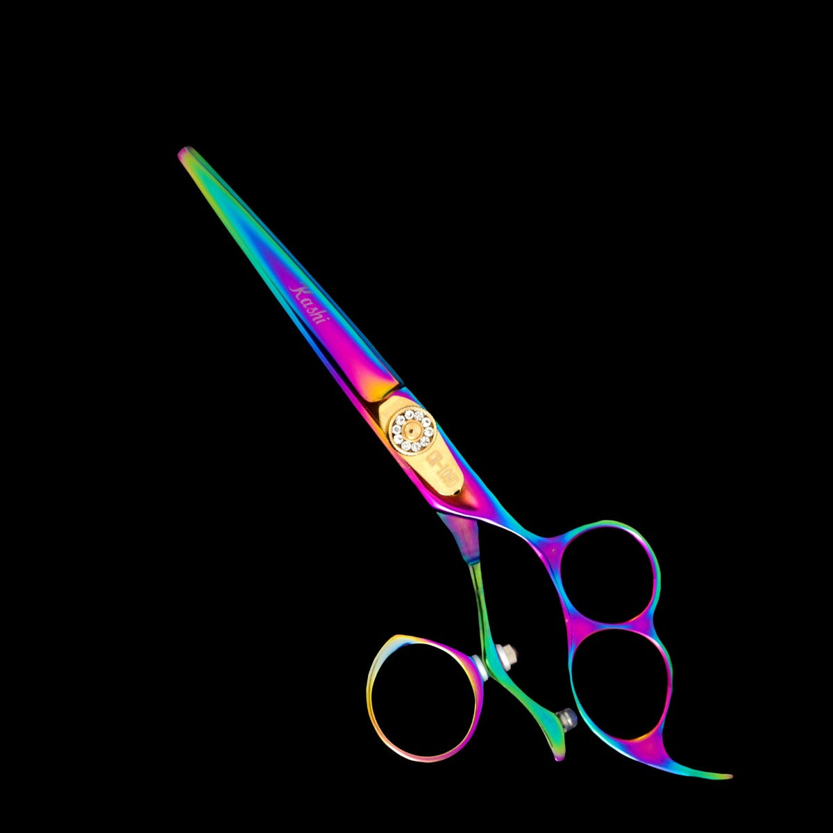 SPINNER 3 RING RAINBOW TITANIUM SWIVEL ROTATING THUMB CUTTING SHEARS
