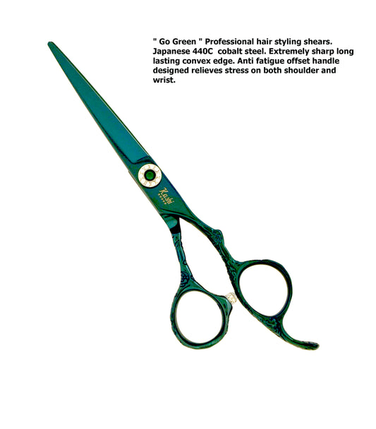 " Go Green " PROFESSIONAL HAIR STYLING CUTTING SHEARS JAPANESE STEEL