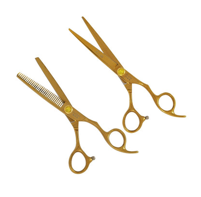 ADVANCE STUDENT HAIR STYLING CUTTING & THINNING SHEARS / SCISSORS SET GOLD TITANIUM COATED