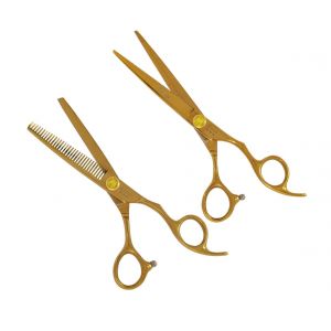 ADVANCE STUDENT HAIR STYLING CUTTING & THINNING SHEARS / SCISSORS SET GOLD TITANIUM COATED
